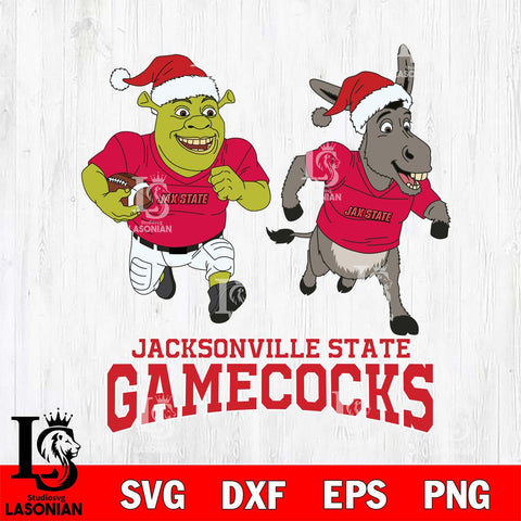 Jacksonville State Gamecocks Shrek and Donkey Football Cricut,Christmas SVG DXF EPS PNG FILE, NCAA Digital Download,Instant Download, Silhouette