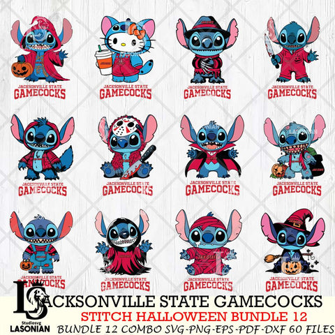 Jacksonville State Gamecocks Stitch Horror Bundle 12 SVG Svg Eps Dxf Png File, NCAA svg, Digital Download, Instant Download