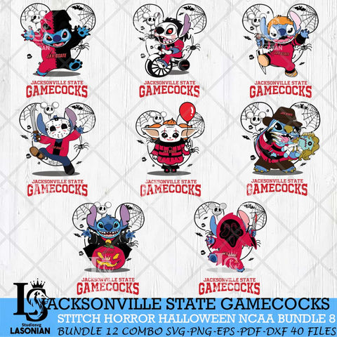 Jacksonville State Gamecocks Stitch Horror Halloween Bundle NCAA Svg Eps Dxf Png File, Digital Download, Instant Download