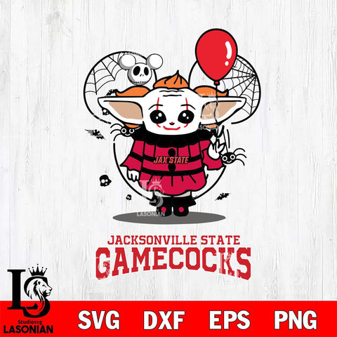 Jacksonville State Gamecocks Stitch Pennywise Halloween Svg Eps Dxf Png File, Digital Download, Instant Download