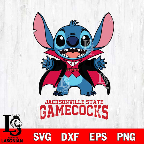 Jacksonville State Gamecocks Stitch Vampire halloween Svg Eps Dxf Png File, NCAA svg, Digital Download, Instant Download
