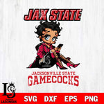 Jacksonville State Gamecocks Style Black Fan Girl Betty Boop, Svg Eps Dxf Png File, Digital Download