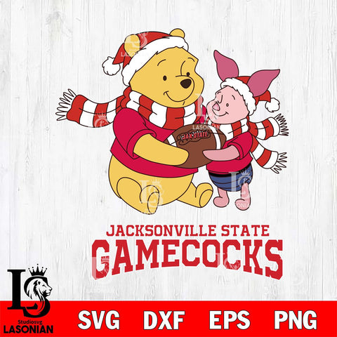 Jacksonville State Gamecocks Winnie the Pooh & Piglet Football Cricut,Christmas SVG DXF EPS PNG FILE, NCAA Digital Download,Instant Download, Silhouette