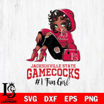 Jacksonville State Gamecocks #1 beauty Black Fan Girl, Svg Eps Dxf Png File, Digital Download