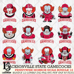 Jacksonville State Gamecocks  Pennywise Horror NCAA Bundle 12 SVG Svg Eps Dxf Png File, Digital Download