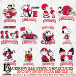 Jacksonville State Gamecocks  Snoopy NCAA Bundle 12 SVG Svg Eps Dxf Png File, Digital Download