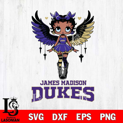 James Madison Dukes Anglel Black Fan Girl Betty Boop, Svg Eps Dxf Png File, Digital Download