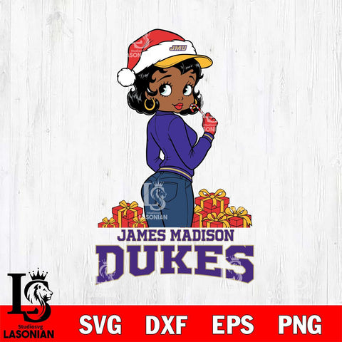 James Madison Dukes Betty Boop Back File Cut, NCAA SVG DXF EPS PNG PDF File, Digital Download , Criucut , Silhouette