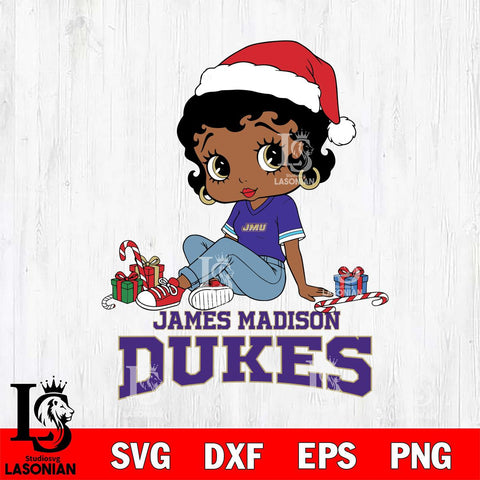 James Madison Dukes Betty Boop Christmas File Cut, NCAA SVG DXF EPS PNG PDF File, Digital Download , Criucut , Silhouette