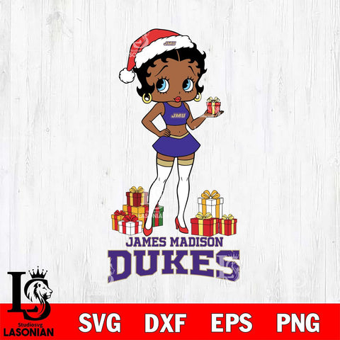 James Madison Dukes Betty Boop Christmas Gift File Cut, NCAA SVG DXF EPS PNG PDF File, Digital Download , Criucut , Silhouette