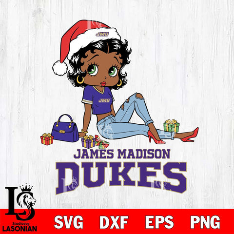 James Madison Dukes Betty Boop Christmas Packing File Cut, NCAA SVG DXF EPS PNG PDF File, Digital Download , Criucut , Silhouette