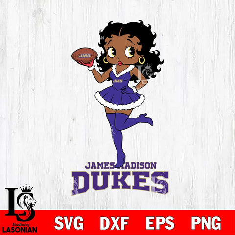 James Madison Dukes Betty Boop Christmas Rugby File Cut, NCAA SVG DXF EPS PNG PDF File, Digital Download , Criucut , Silhouette