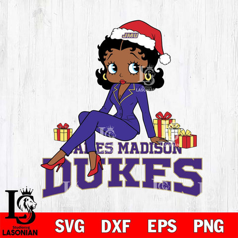 James Madison Dukes Betty Boop Christmas fan File Cut, NCAA SVG DXF EPS PNG PDF File, Digital Download , Criucut , Silhouette