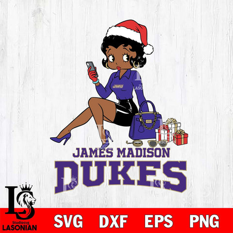 James Madison Dukes Betty Boop Phone File Cut, NCAA SVG DXF EPS PNG PDF File, Digital Download , Criucut , Silhouette