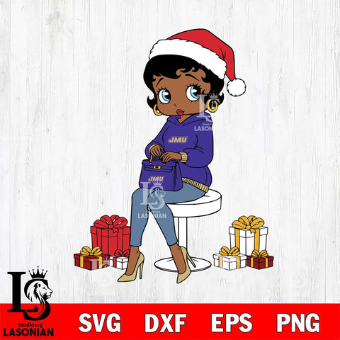 James Madison Dukes Betty Boop Sit Christmas File Cut, NCAA SVG DXF EPS PNG PDF File, Digital Download , Criucut , Silhouette