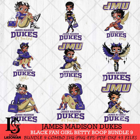 James Madison Dukes Black Fan Girl Betty Boop Bundle 9, Svg Eps Dxf Png File, Digital Download