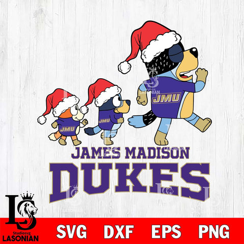 James Madison Dukes Bluey Family Christmas Svg Eps Dxf Png File, Digital Download