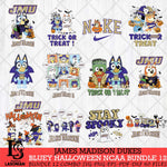 James Madison Dukes Bluey Halloween NCAA 12 SVG Eps Dxf Png File, Bundle NCAA svg, Digital Download, Instant Download