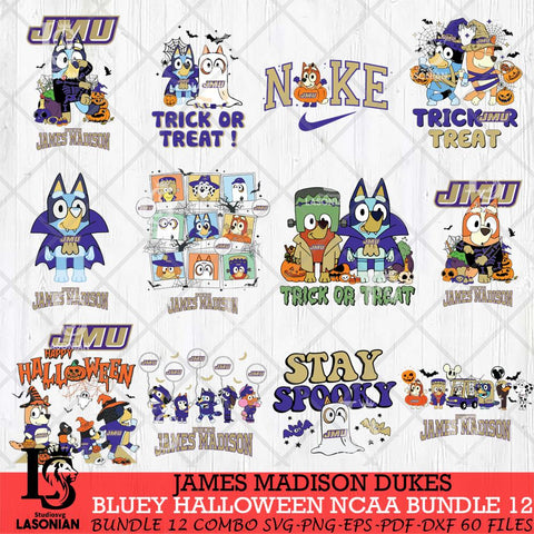 James Madison Dukes Bluey Halloween NCAA 12 SVG Eps Dxf Png File, Bundle NCAA svg, Digital Download, Instant Download