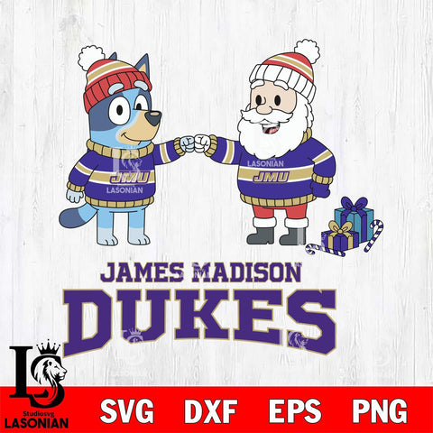 James Madison Dukes Bluey With Satan Christmas File Cut, NCAA SVG DXF EPS PNG FILE, Digital Download,Instant Download, Silhouette