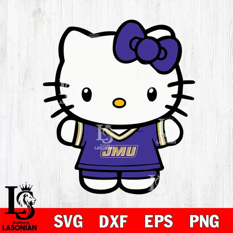 James Madison Dukes Cute Hello Kitty Football 6 Svg Eps Dxf Png File, NCAA svg, Digital Download, Instant Download