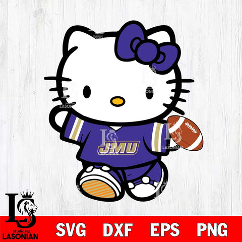 James Madison Dukes Cute Hello Kitty Football 7 Svg Eps Dxf Png File, NCAA svg, Digital Download, Instant Download