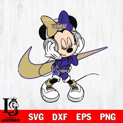 James Madison Dukes Cute Minnie Mouse Dancing Svg Eps Dxf Png File, NCAA svg, Digital Download, Instant Download