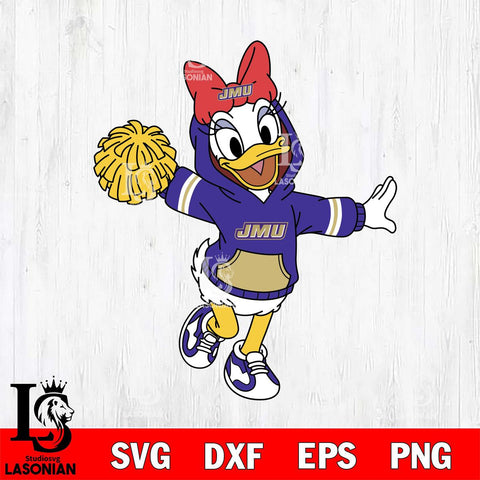 James Madison Dukes Daisy Duck Cheerleader Christmas File Cut, NCAA SVG DXF EPS PNG FILE, Digital Download , Criucut , Silhouette