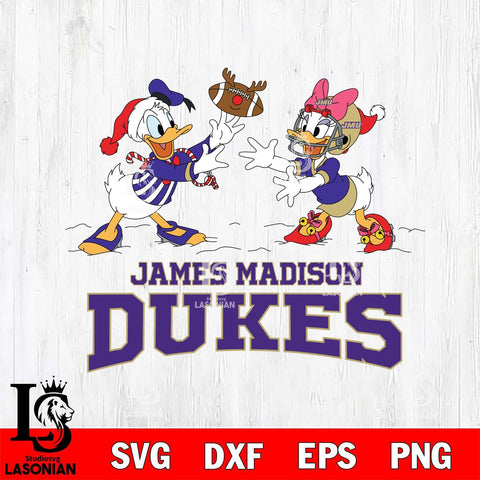 James Madison Dukes Donald Duck & Daisy Duck Football Cricut,Christmas SVG DXF EPS PNG FILE, NCAA Digital Download,Instant Download, Silhouette