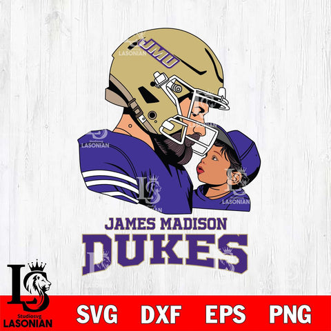 James Madison Dukes Father And Child Rugby SVG DXF EPS PNG FILE,NCAA SVG, Father day Digital Download,Instant Download, Silhouette