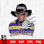 James Madison Dukes Freddy Krueger Horror Halloween Svg Eps Dxf Png File, NCAA svg, Digital Download, Instant Download