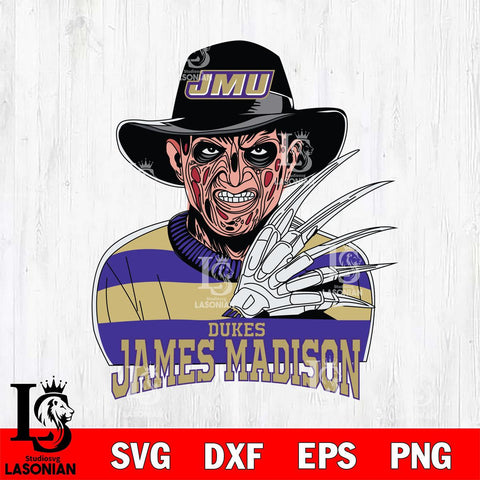 James Madison Dukes Freddy Krueger Horror Halloween Svg Eps Dxf Png File, NCAA svg, Digital Download, Instant Download