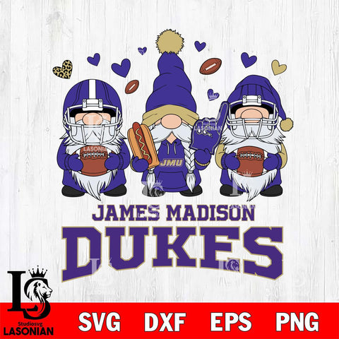 James Madison Dukes Gnome Rugby File Cut, NCAA SVG, Digital Download , Criucut , Silhouette