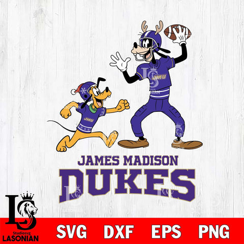 James Madison Dukes Goofy & Pluto Football Cricut,Christmas SVG DXF EPS PNG FILE, NCAA Digital Download,Instant Download, Silhouette