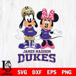 James Madison Dukes Goofy and Minnie mouse Football SVG DXF EPS PNG FILE,NCAA svg ,Football Digital Download,Instant Download, Silhouette