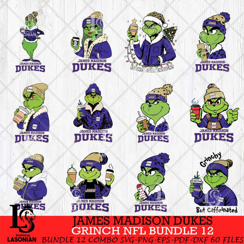 James Madison Dukes Grinch NCAA Bundle 12 SVG Eps Dxf Png File, Digital Download, Instant Download