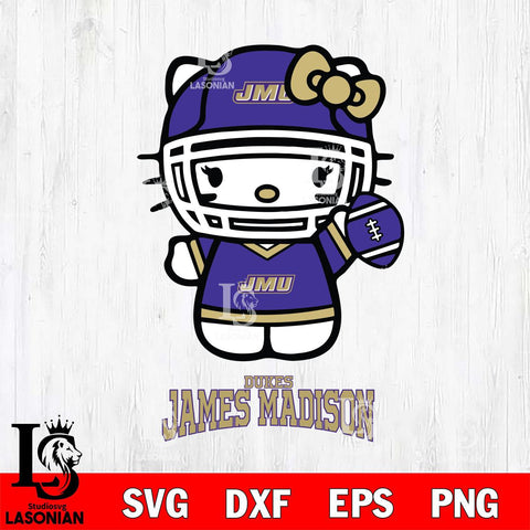 James Madison Dukes Hello Kitty NCAA 1 Svg Eps Dxf Png File, Digital Download, Instant Download