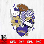 James Madison Dukes Hello Kitty NCAA 2 Svg Eps Dxf Png File, Digital Download, Instant Download