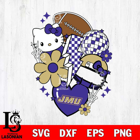 James Madison Dukes Hello Kitty NCAA 2 Svg Eps Dxf Png File, Digital Download, Instant Download