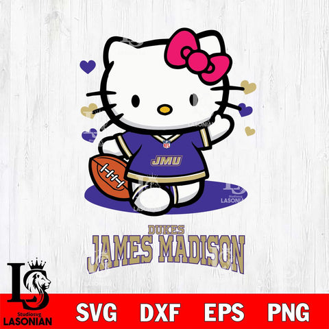 James Madison Dukes Hello Kitty NCAA 3 Svg Eps Dxf Png File, Digital Download, Instant Download