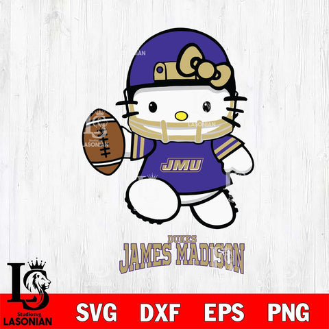 James Madison Dukes Hello Kitty NCAA 4 Svg Eps Dxf Png File, Digital Download, Instant Download