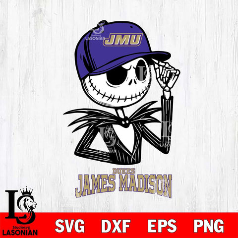 James Madison Dukes Jack Skellington 3 Halloween Svg Eps Dxf Png File, NCAA svg, Digital Download, Instant Download