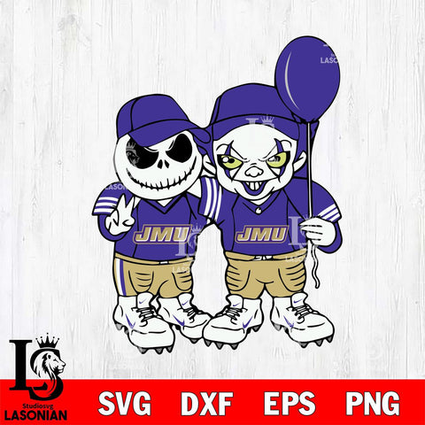James Madison Dukes Jack Skellington And Pennywise Football Svg Eps Dxf Png File, NCAA svg, Digital Download, Instant Download