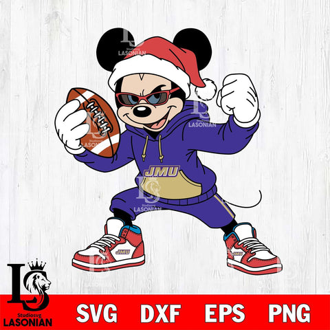 James Madison Dukes Mickey Cool Football Christmas File Cut, NCAA SVG DXF EPS PNG FILE, Digital Download , Criucut , Silhouette