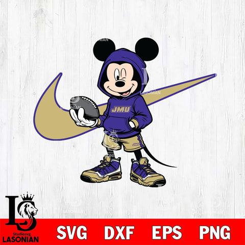 James Madison Dukes Mickey Wearing Hoodie Sport Svg Eps Dxf Png File, NCAA svg, Digital Download, Instant Download