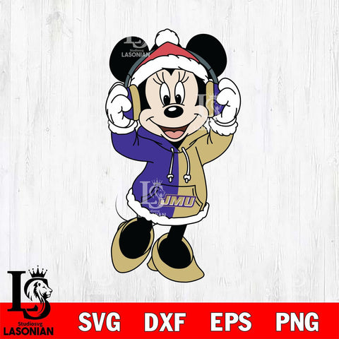 James Madison Dukes Minnie Mouse Disney Football Christmas File Cut, NCAA SVG DXF EPS PNG FILE, Digital Download , Criucut , Silhouette