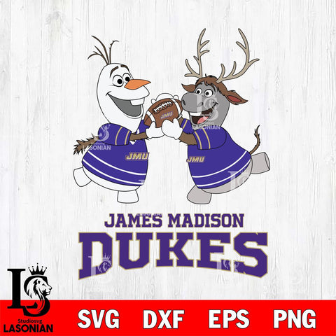 James Madison Dukes Olaf & Sven Football Cricut,Christmas SVG DXF EPS PNG FILE, NCAA Digital Download,Instant Download, Silhouette