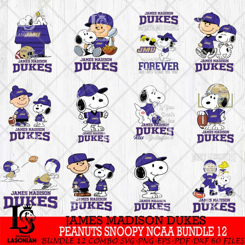 James Madison Dukes Peanuts Snoopy Player NCAA Bundle 12 SVG DXF EPS PNG FILE,Snoopy File Cut, bundle NCAA Digital Download,Instant Download, Silhouette