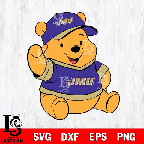 James Madison Dukes Pooh Bear Svg Eps Dxf Png File, NCAA svg, Digital Download, Instant Download