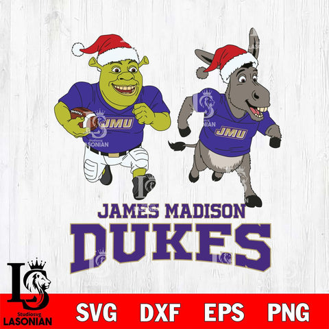 James Madison Dukes Shrek and Donkey Football Cricut,Christmas SVG DXF EPS PNG FILE, NCAA Digital Download,Instant Download, Silhouette